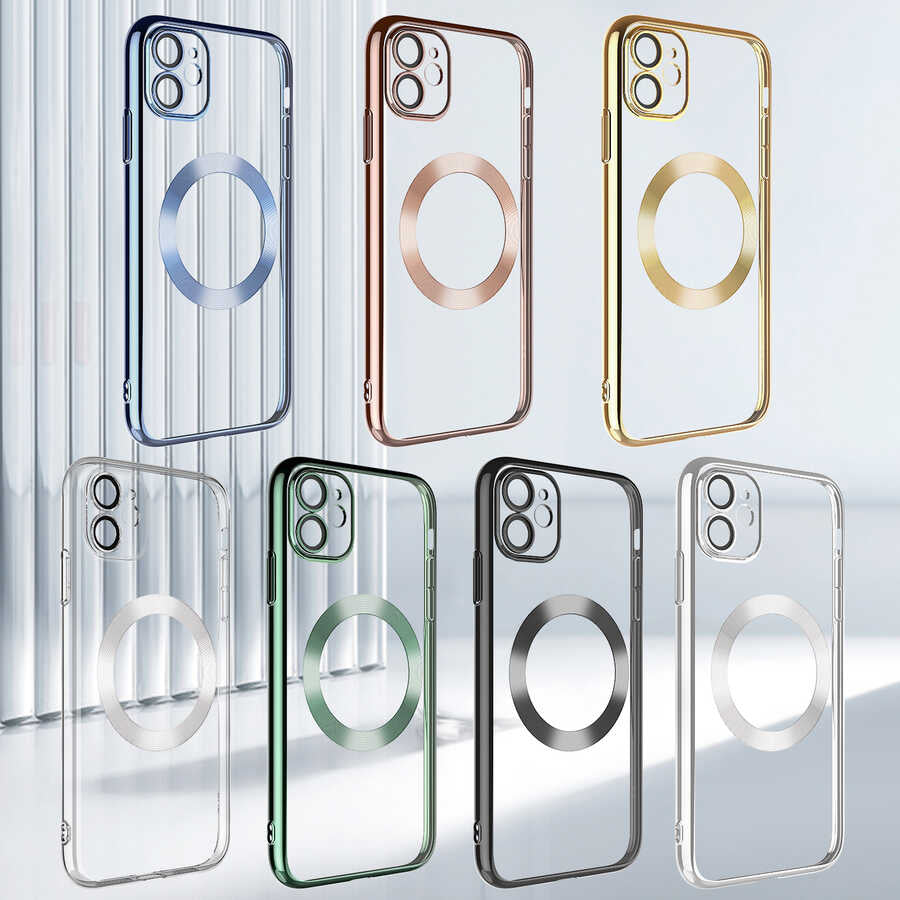 Apple iPhone 11 Kılıf Wireless Şarj Özellikli Sert PC Zore Riksos M-safe Kapak Koyu Yeşil