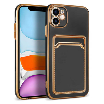Apple iPhone 11 Kılıf Zore Bark Kartlıklı Kapak Siyah