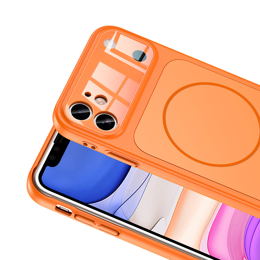 Apple iPhone 11 Kılıf Zore M-Safe Şarj Özellikli Kamera Korumalı Formen Kapak Turuncu