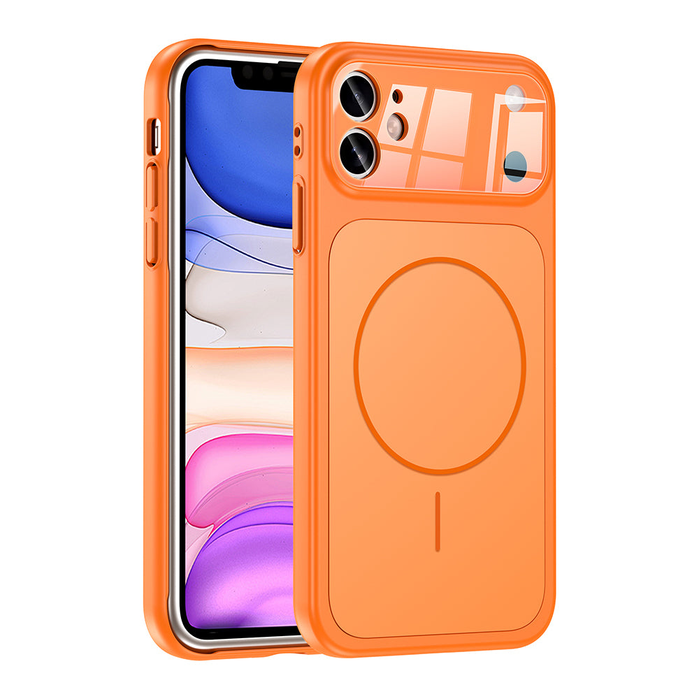 Apple iPhone 11 Kılıf Zore M-Safe Şarj Özellikli Kamera Korumalı Formen Kapak Turuncu