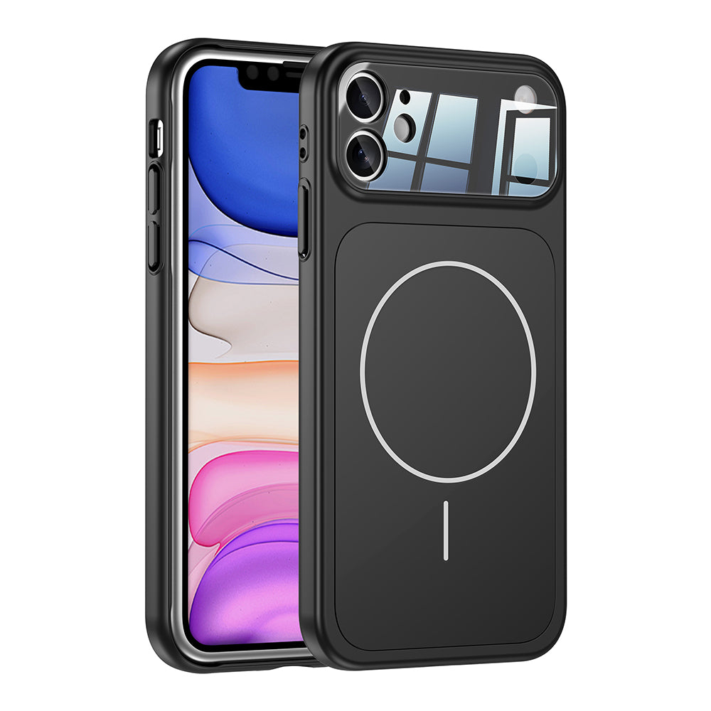 Apple iPhone 11 Kılıf Zore M-Safe Şarj Özellikli Kamera Korumalı Formen Kapak Siyah