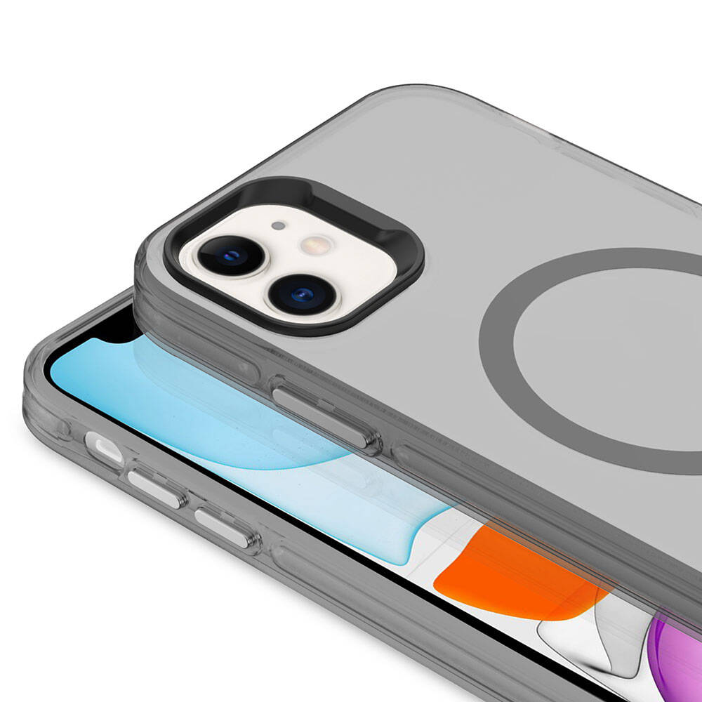 Apple iPhone 11 Kılıf Zore M-safe Şarj Özellikli Buzlu Transparan C-Pro Sert Kapak Turuncu