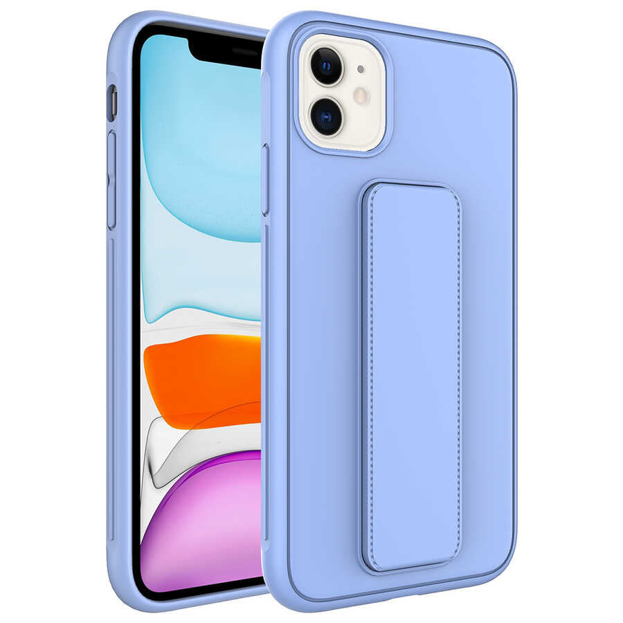 Apple iPhone 11 Kılıf Zore Qstand Kapak Siyah