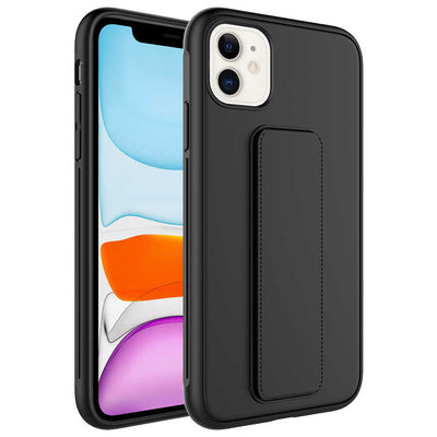 Apple iPhone 11 Kılıf Zore Qstand Kapak Siyah