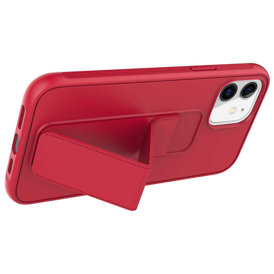 Apple iPhone 11 Kılıf Zore Qstand Kapak Kırmızı