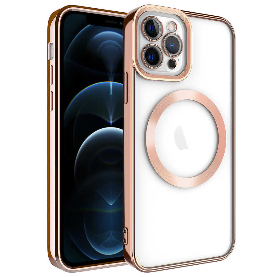 Apple iPhone 11 Pro Kılıf M-safe Wireless Şarj Özellikli Zore Setro Silikon Rose Gold