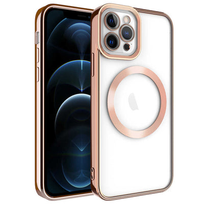 Apple iPhone 11 Pro Kılıf M-safe Wireless Şarj Özellikli Zore Setro Silikon Rose Gold