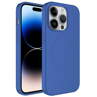 Apple iPhone 11 Pro Max Kılıf M-safe Wireless Şarj Özellikli Pastel Renk Silikon Zore Plas Kapak Mavi