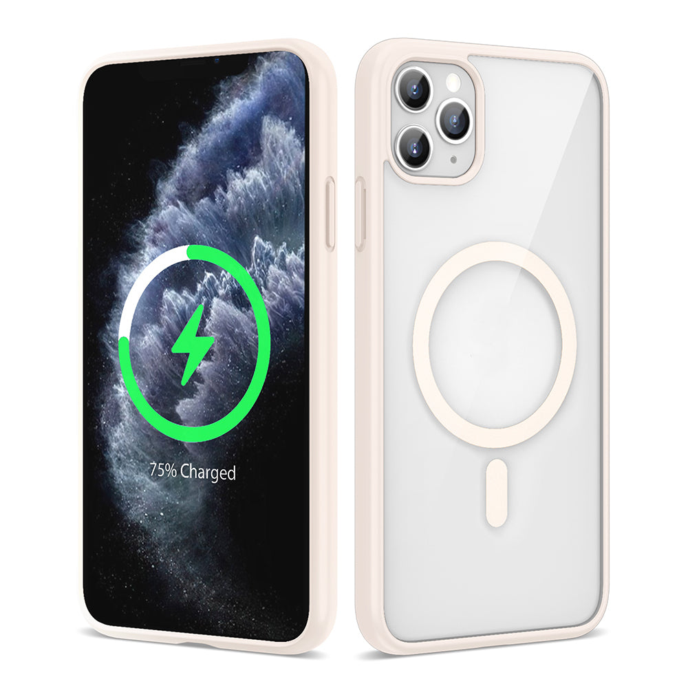 Apple iPhone 11 Pro Max Kılıf M-safe Wireless Şarj Özellikli Silikon Zore Ege Kapak Pembe
