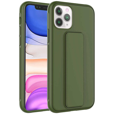 Apple iPhone 11 Pro Max Kılıf Zore Qstand Kapak Koyu Yeşil