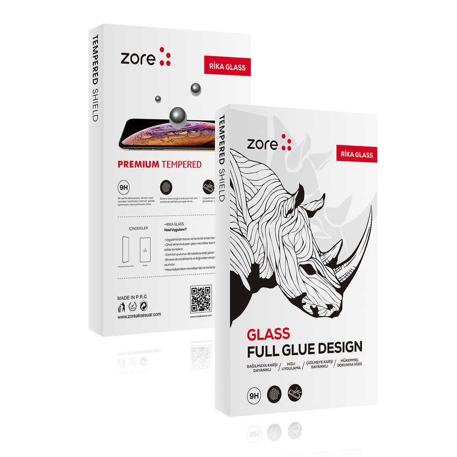 Apple iPhone 11 Zore Rika Premium Temperli Cam Ekran Koruyucu Siyah