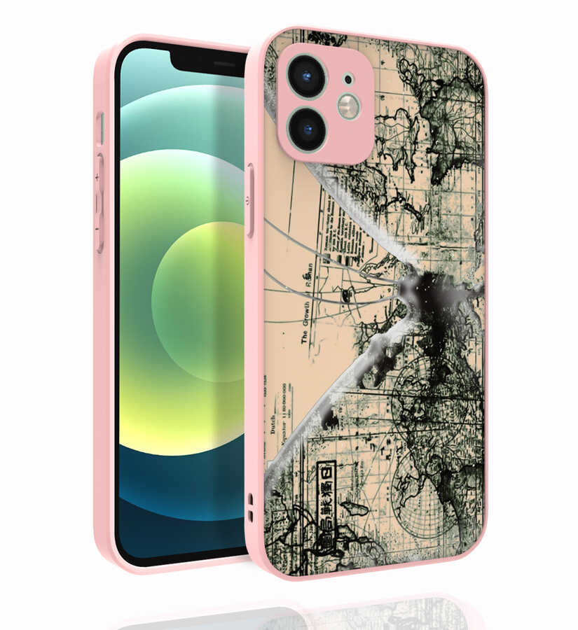 Apple iPhone 12 Kılıf Desenli Kamera Korumalı Parlak Zore Nora Kapak NO4