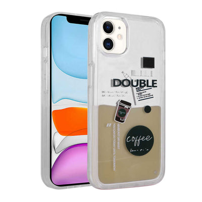 Apple iPhone 12 Kılıf Desenli Sıvılı Zore Drink Silikon Kapak NO3