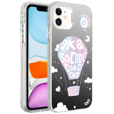 Apple iPhone 12 Kılıf Desenli Zore Silver Sert Kapak Balon