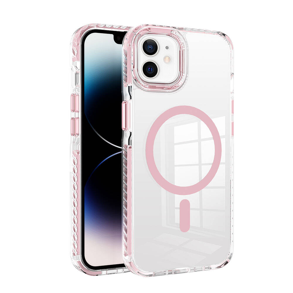 Apple iPhone 12 Kılıf M-safe Şarj Özellikli Airbagli Takılabilir Askı Aparatlı Zore Nana Kapak