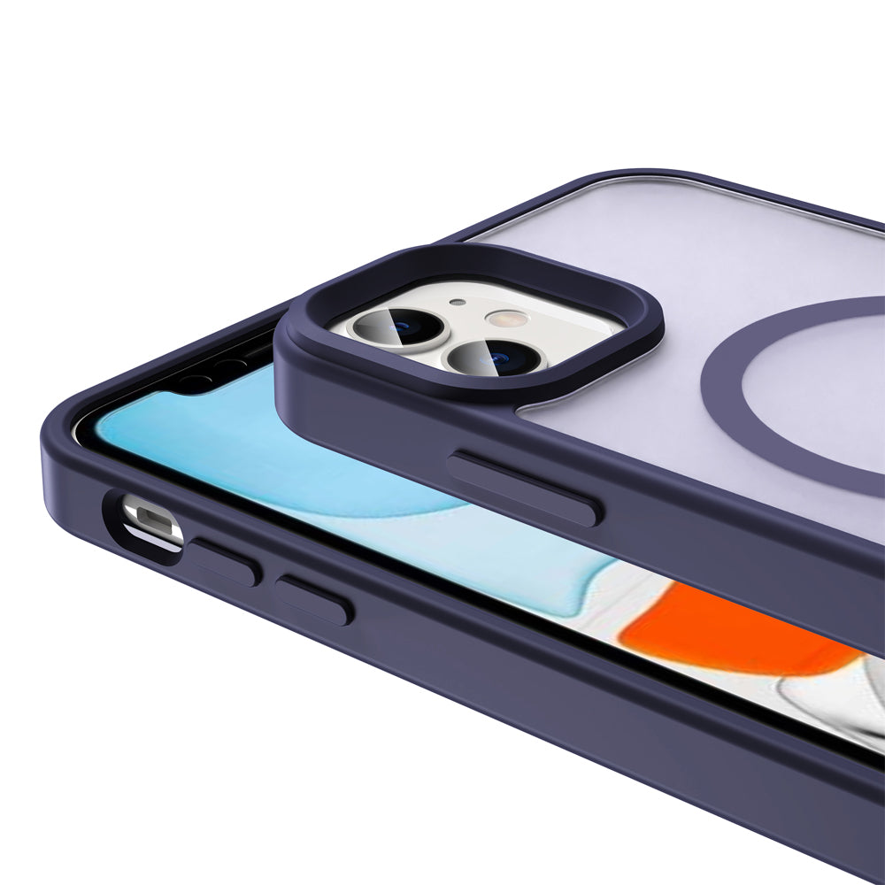 Apple iPhone 12 Kılıf M-safe Şarj Özellikli Mat Arka Yüzey Zore Sio Kapak Derin Mor