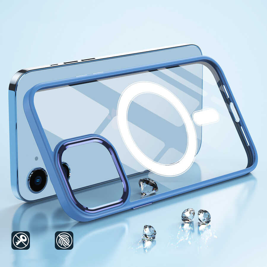 Apple iPhone 12 Kılıf Wireless Şarj Özellikli Zore Krom M-safe Silikon Kapak Siyah