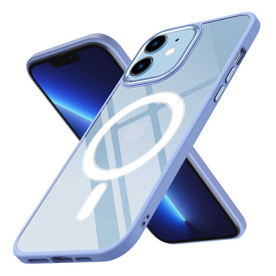 Apple iPhone 12 Kılıf Wireless Şarj Özellikli Zore Krom M-safe Silikon Kapak Lila