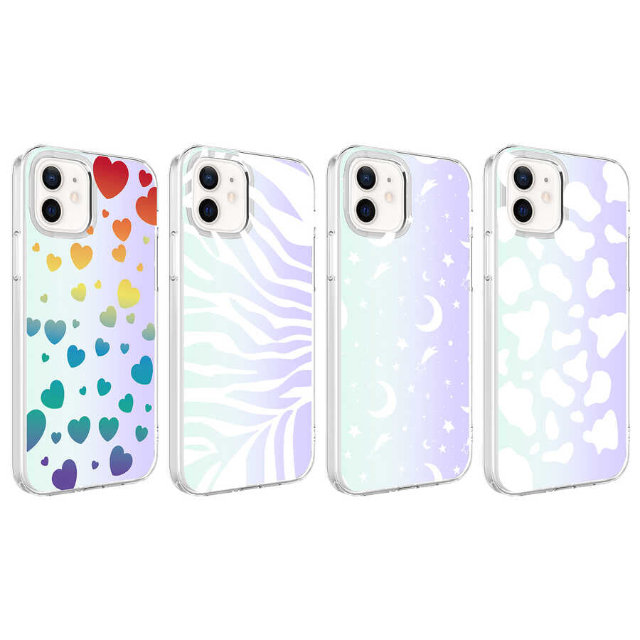 Apple iPhone 12 Kılıf Zore M-Blue Desenli Kapak Moon No4