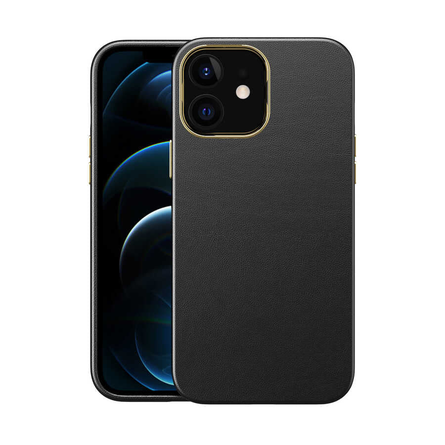 Apple iPhone 12 Kılıf Zore Natura Kapak Siyah