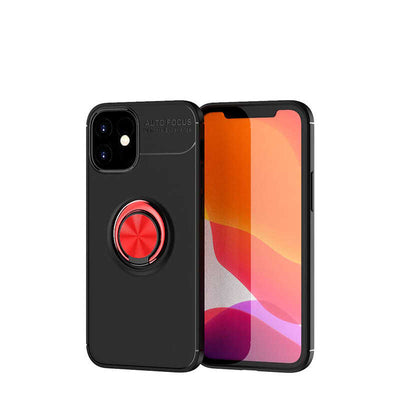 Apple iPhone 12 Kılıf Zore Ravel Silikon Kapak Siyah-Kırmızı