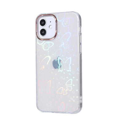 Apple iPhone 12 Kılıf Zore Sidney Desenli Sert Kapak Butterfly No2