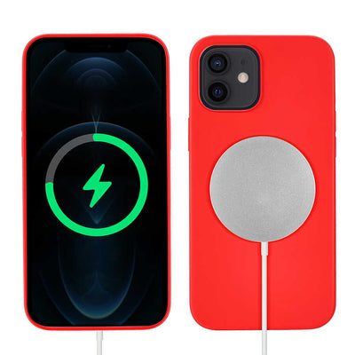 Apple iPhone 12 Kılıf Zore Silksafe Wireless Kapak Kırmızı