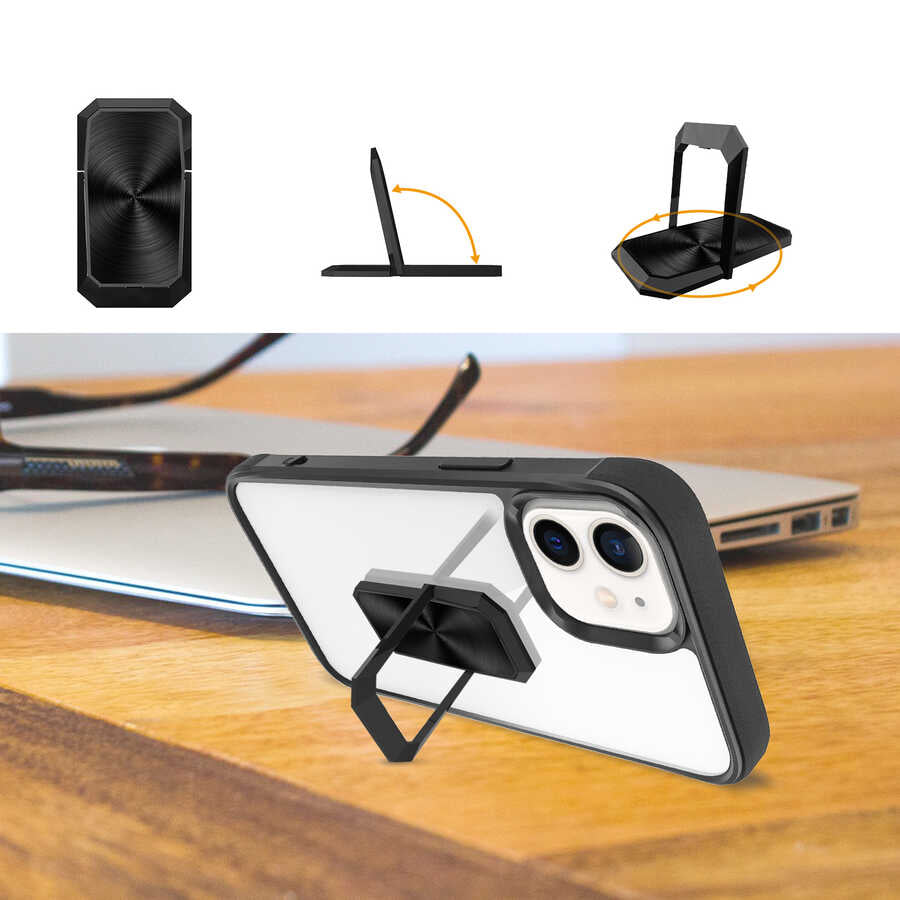 Apple iPhone 12 Kılıf Zore V-Bax Kapak Siyah