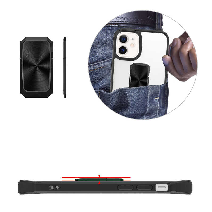 Apple iPhone 12 Kılıf Zore V-Bax Kapak Siyah