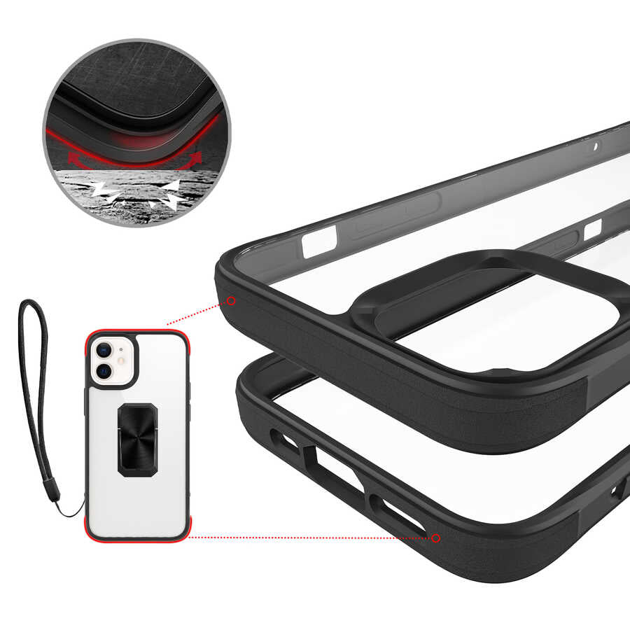 Apple iPhone 12 Kılıf Zore V-Bax Kapak Siyah