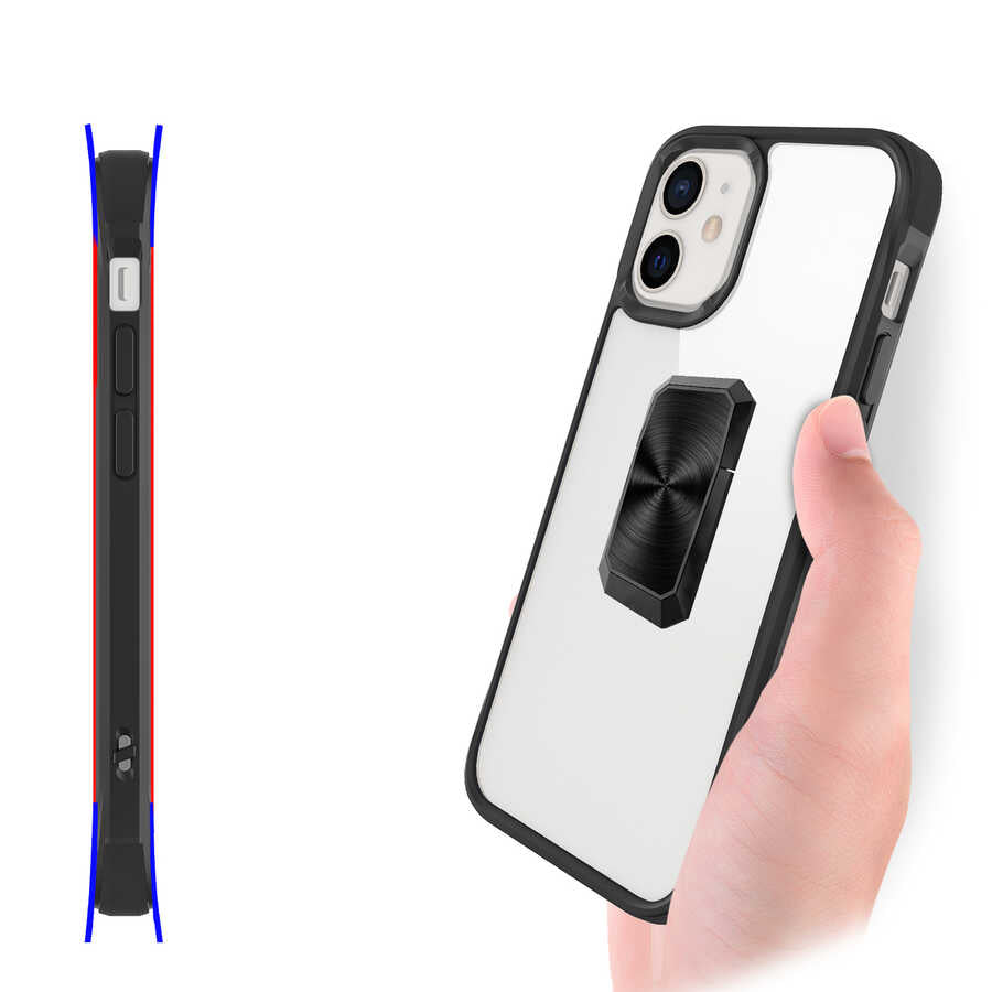 Apple iPhone 12 Kılıf Zore V-Bax Kapak Siyah