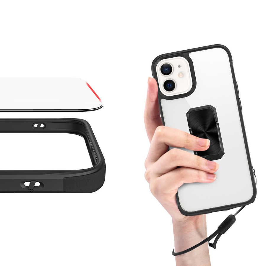 Apple iPhone 12 Kılıf Zore V-Bax Kapak Siyah