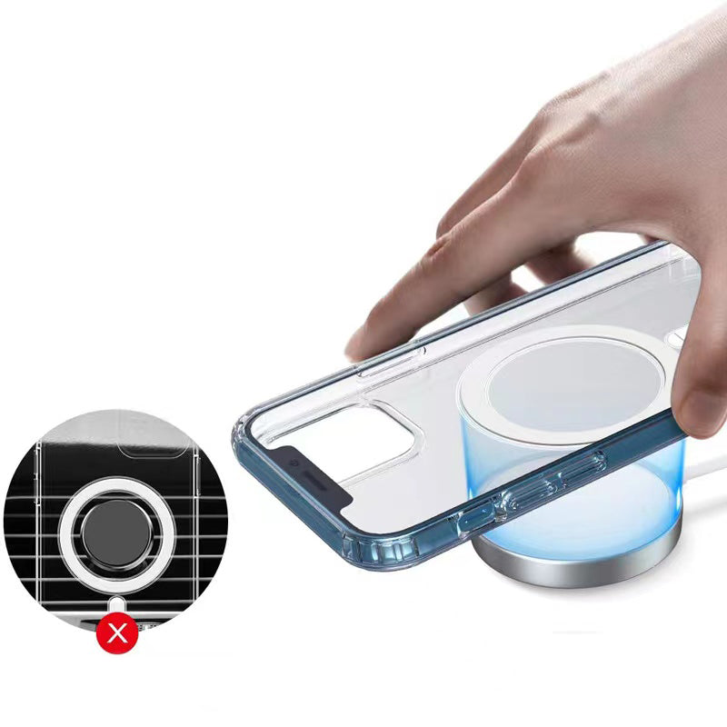 Apple iPhone 12 Mini Kılıf M-safe Şarj Özellikli Şeffaf Sert PC Zore Embos Kapak Renksiz