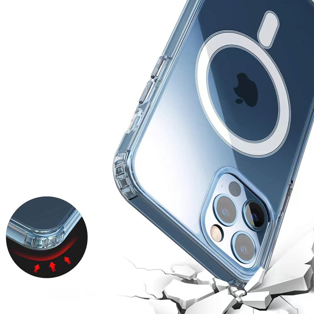 Apple iPhone 12 Mini Kılıf M-safe Şarj Özellikli Şeffaf Sert PC Zore Embos Kapak Renksiz