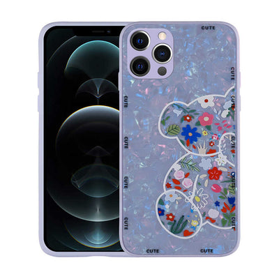 Apple iPhone 12 Pro Kılıf Desenli Sert Silikon Zore Mumila Kapak Lilac Bear