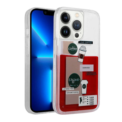 Apple iPhone 12 Pro Kılıf Desenli Sıvılı Zore Drink Silikon Kapak NO1