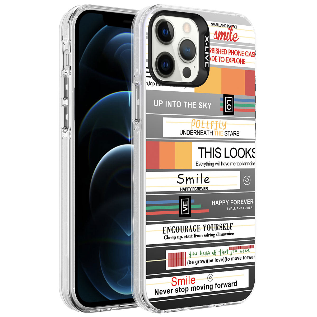 Apple iPhone 12 Pro Kılıf Desenli Zore Silver Sert Kapak Mottolar