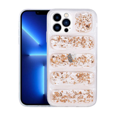 Apple iPhone 12 Pro Kılıf Kamera Korumalı Simli Airbag'li Zore Dalga Kapak Gold