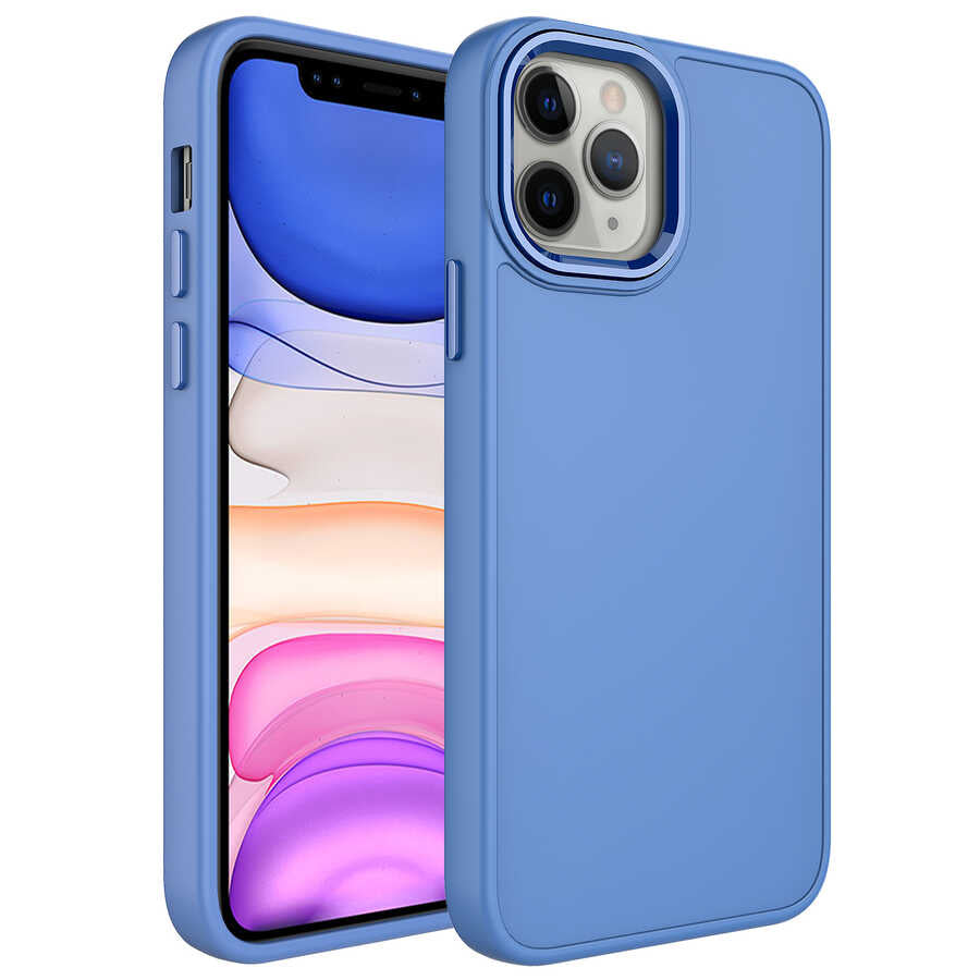 Apple iPhone 12 Pro Kılıf Metal Çerçeve ve Buton Tasarımlı Silikon Zore Luna Kapak