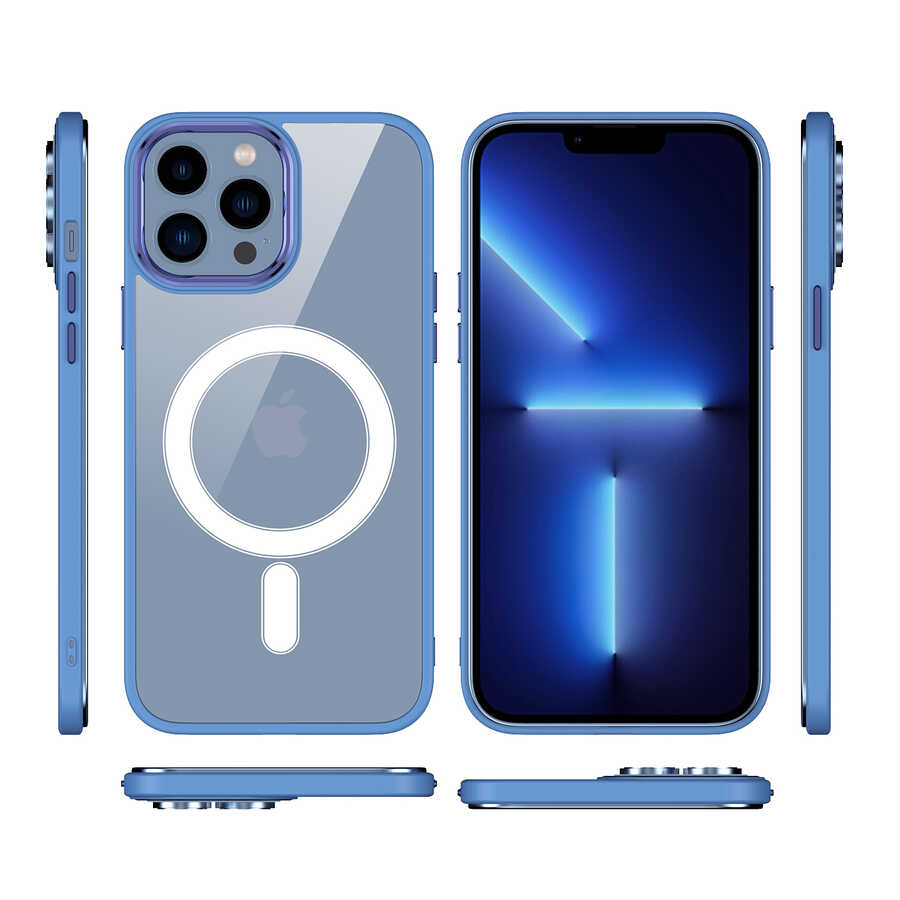 Apple iPhone 12 Pro Kılıf Wireless Şarj Özellikli Zore Krom M-safe Silikon Kapak Siyah