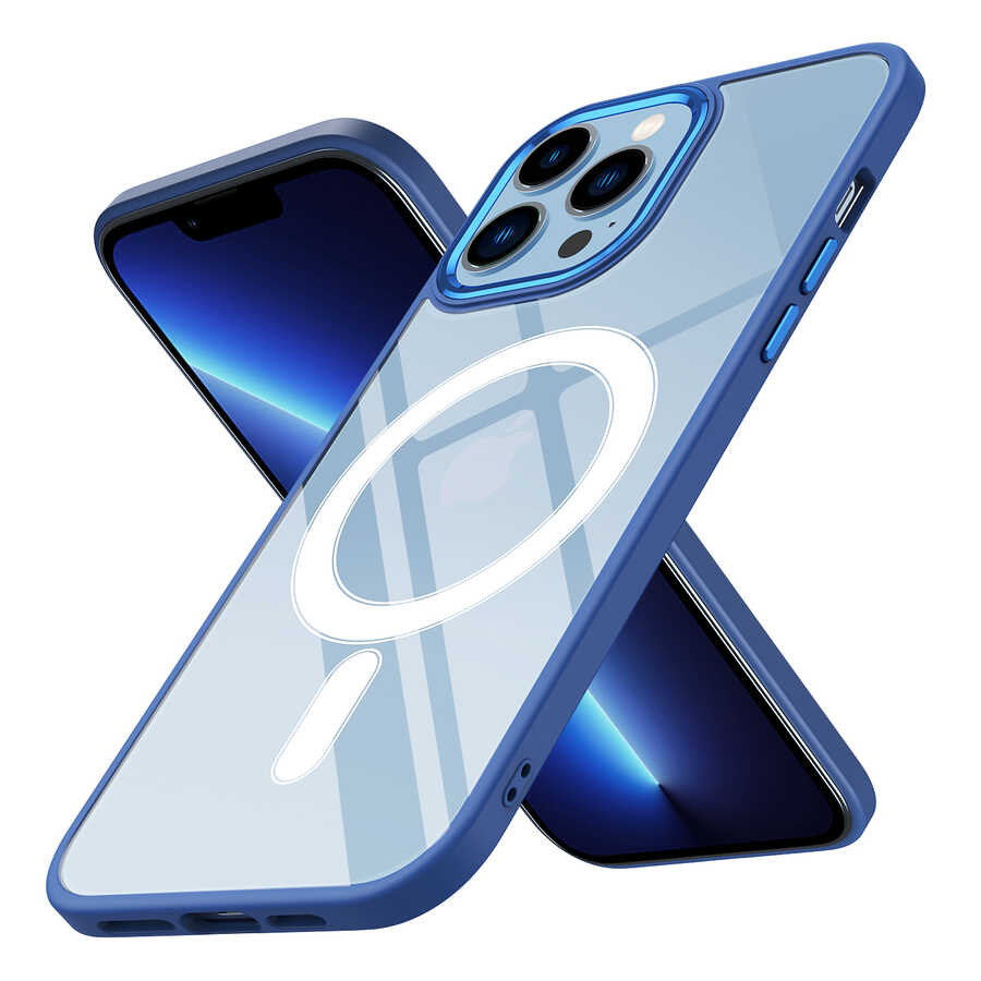 Apple iPhone 12 Pro Kılıf Wireless Şarj Özellikli Zore Krom M-safe Silikon Kapak