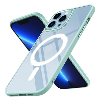 Apple iPhone 12 Pro Kılıf Wireless Şarj Özellikli Zore Krom M-safe Silikon Kapak Yeşil