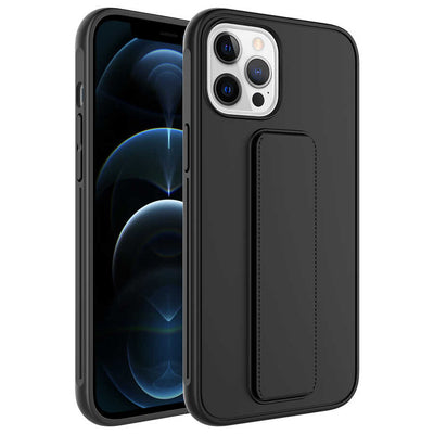 Apple iPhone 12 Pro Kılıf Zore Qstand Kapak Siyah