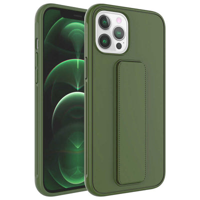 Apple iPhone 12 Pro Kılıf Zore Qstand Kapak Koyu Yeşil