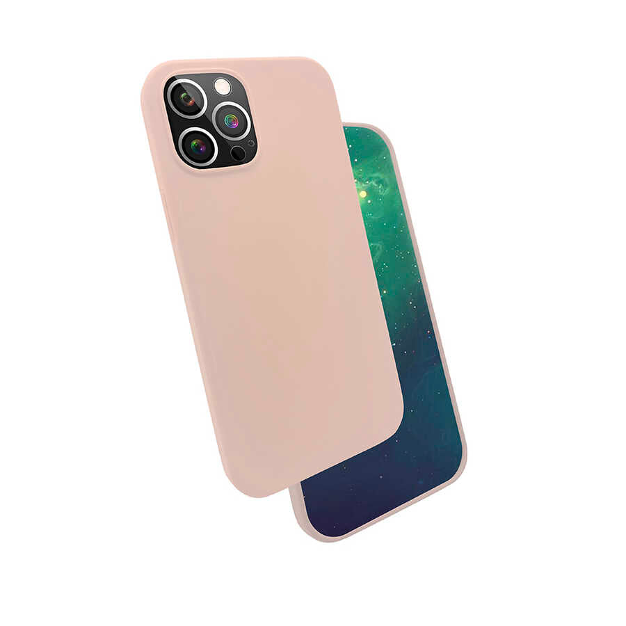 Apple iPhone 12 Pro Kılıf Zore Silk Silikon Pembe