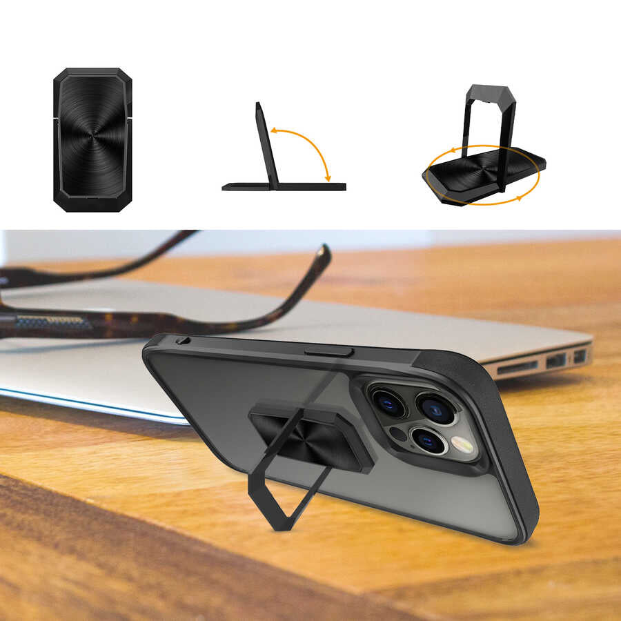 Apple iPhone 12 Pro Kılıf Zore V-Bax Kapak Siyah