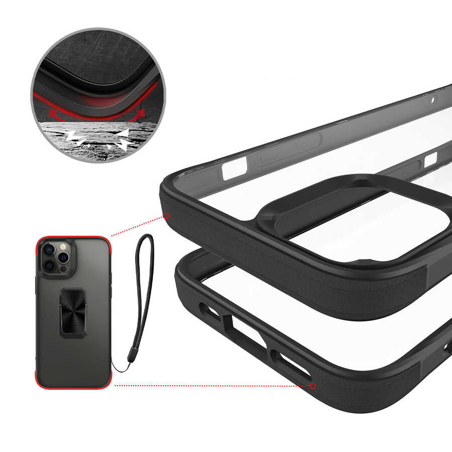 Apple iPhone 12 Pro Kılıf Zore V-Bax Kapak Siyah