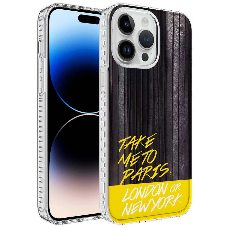 Apple iPhone 12 Pro Max Kılıf Airbag Kenarlı Renkli Desenli Silikon Zore Elegans Kapak