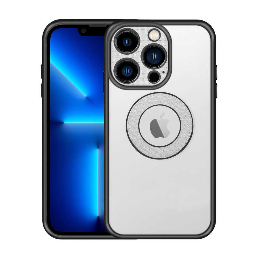 Apple iPhone 12 Pro Max Kılıf Kamera Korumalı Logo Gösteren Zore Esta Kapak Siyah