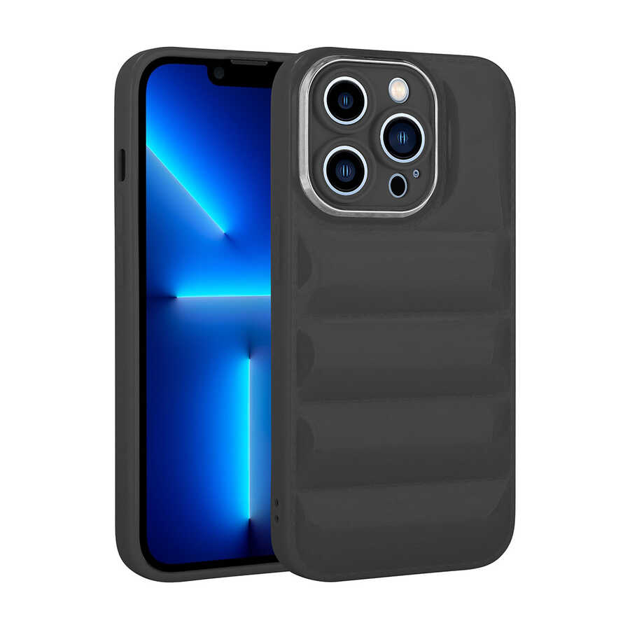 Apple iPhone 12 Pro Max Kılıf Kamera Korumalı Parlak Airbag'li Zore Galya Kapak Siyah